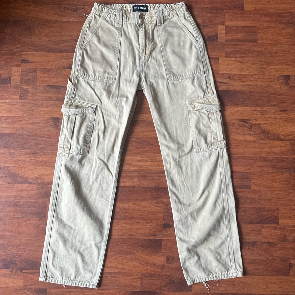 Fashion Nova Tan Cargo Pants Straight Leg